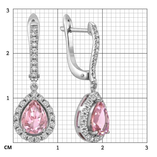 Серьги из белого золота с бриллиантами и морганитами (059393)