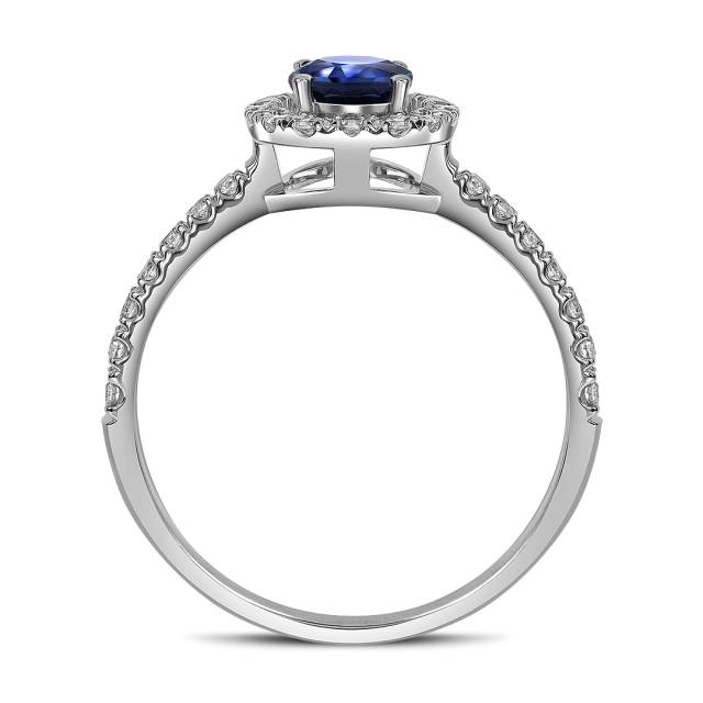 Кольцо из белого золота с бриллиантами и сапфиром (061132)