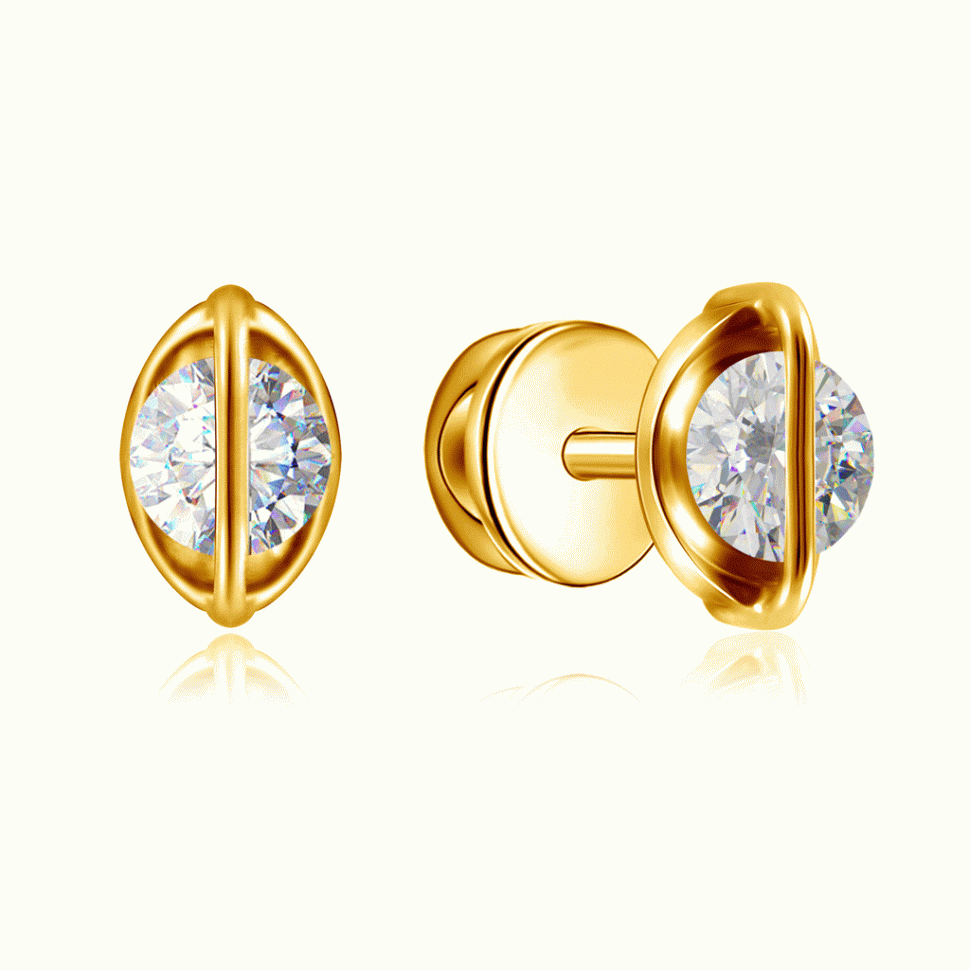 Серьги пусеты из жёлтого золота 