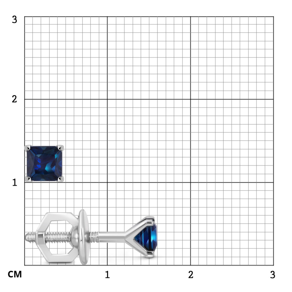 Серьги пусеты из белого золота с сапфирами (050820)