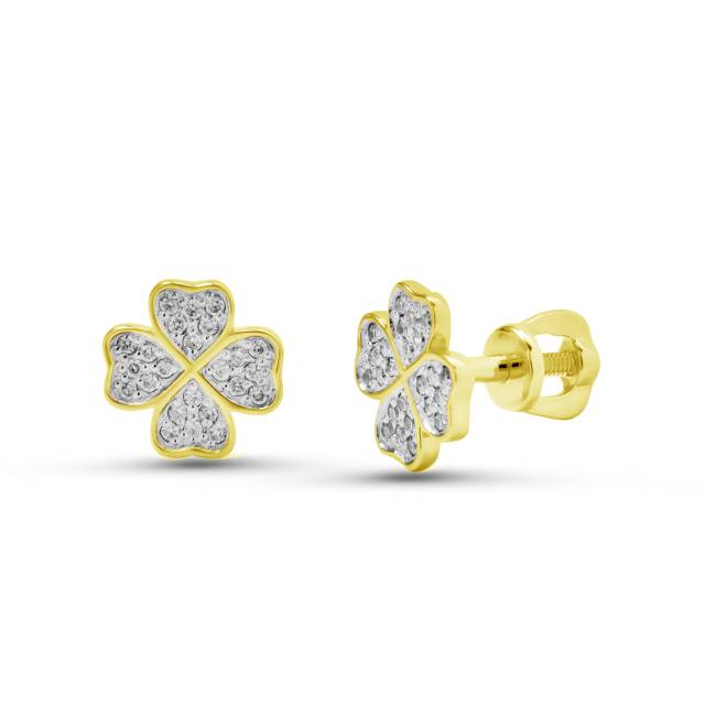 Серьги пусеты из жёлтого золота с бриллиантами (060947)