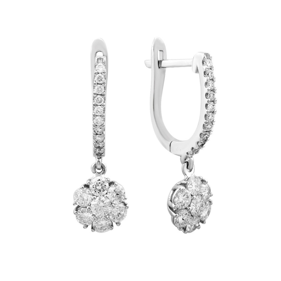 Серьги из белого золота с бриллиантами (025219)