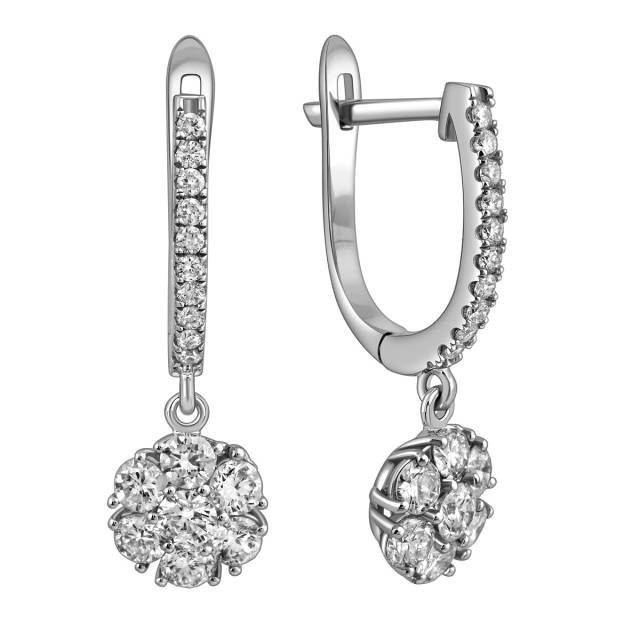 Серьги из белого золота с бриллиантами (025219)