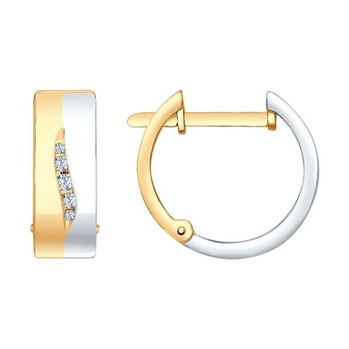 Серьги из комбинированного золота с бриллиантами (026182)