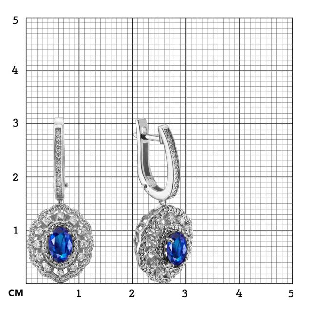 Серьги из белого золота с бриллиантами и сапфирами (063792)