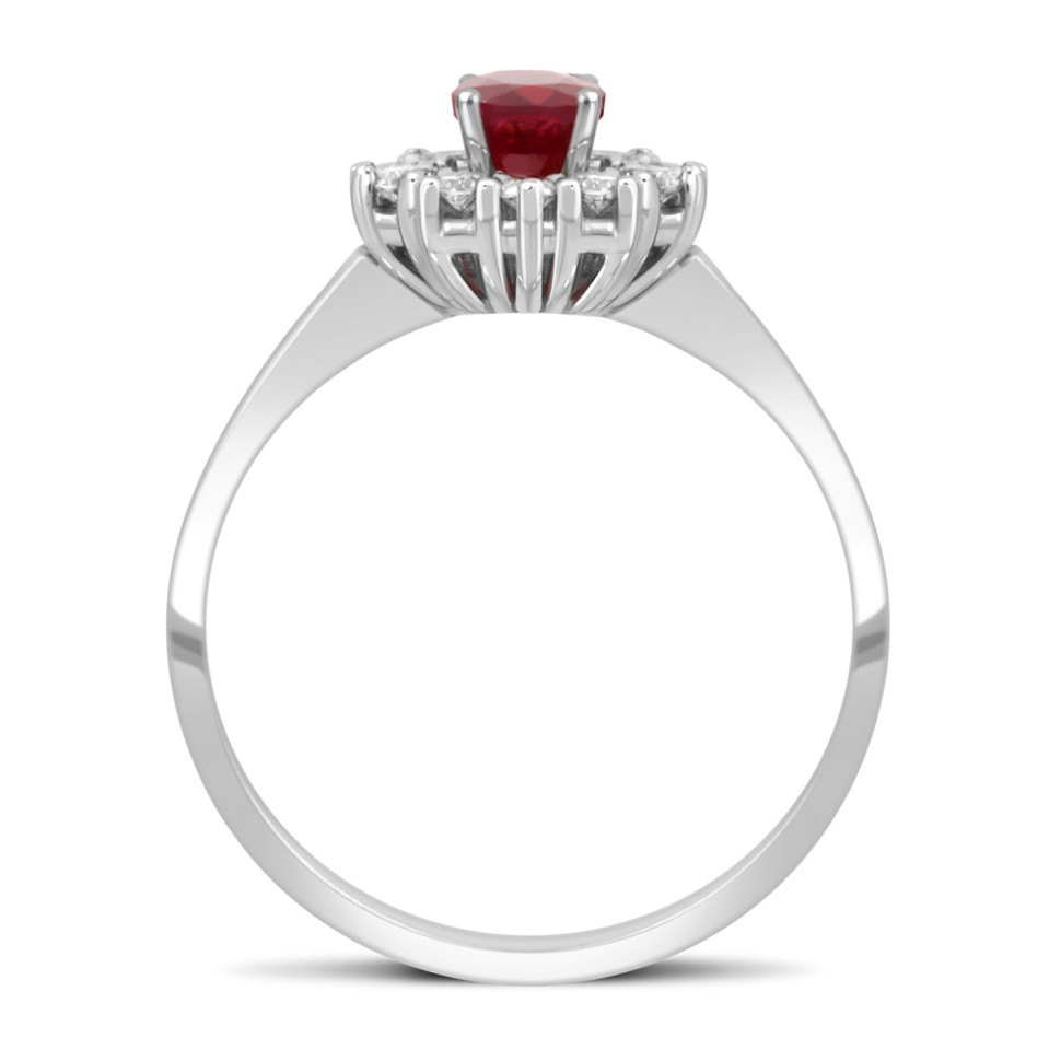 Кольцо из белого золота с бриллиантами и рубином (039784)