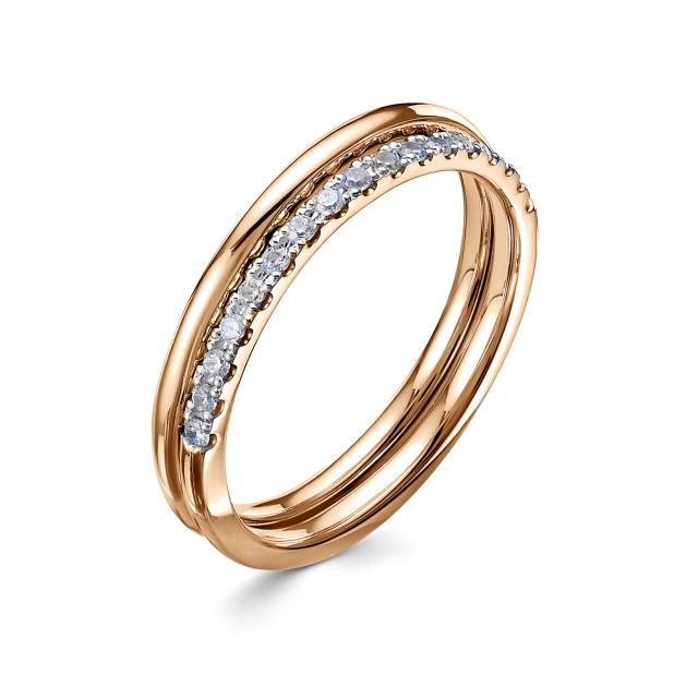 Кольцо из красного золота с бриллиантами (054213)