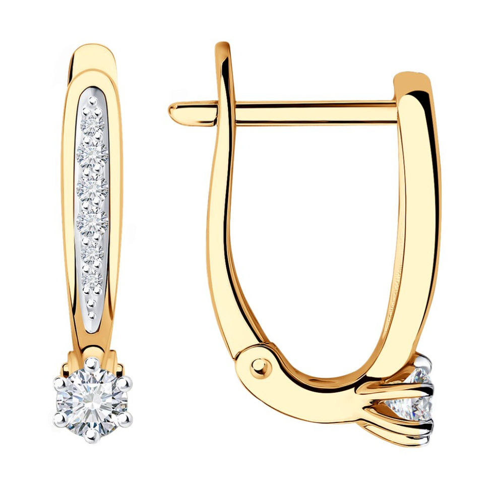 Серьги из красного золота с бриллиантами (048555)