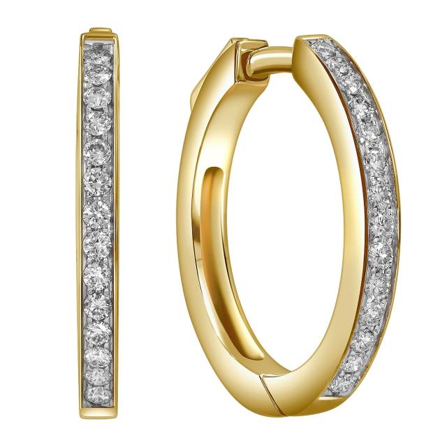 Серьги конго из жёлтого золота с бриллиантами (051695)