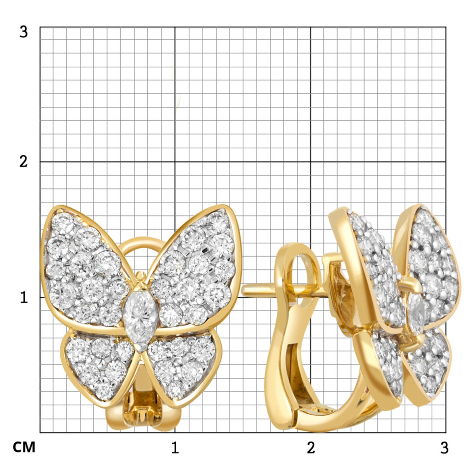 Серьги из жёлтого золота с бриллиантами 