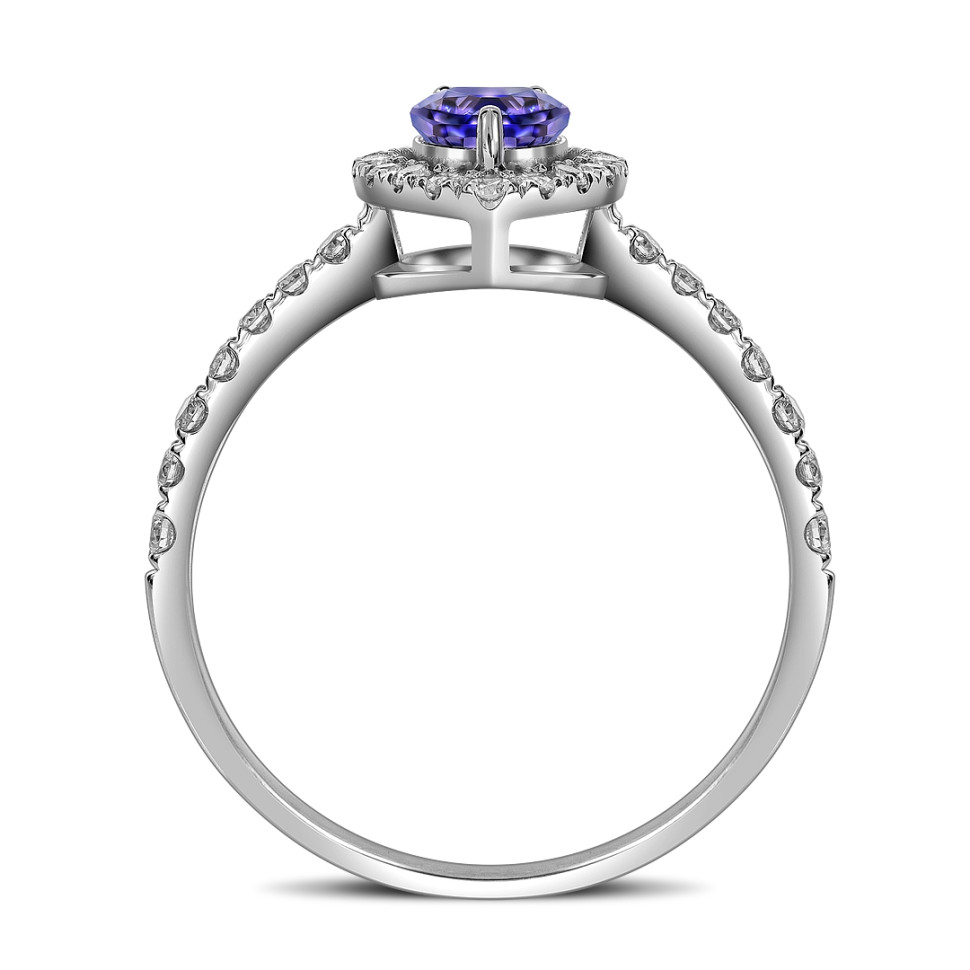 Кольцо из белого золота с бриллиантами и танзанитом (061593)