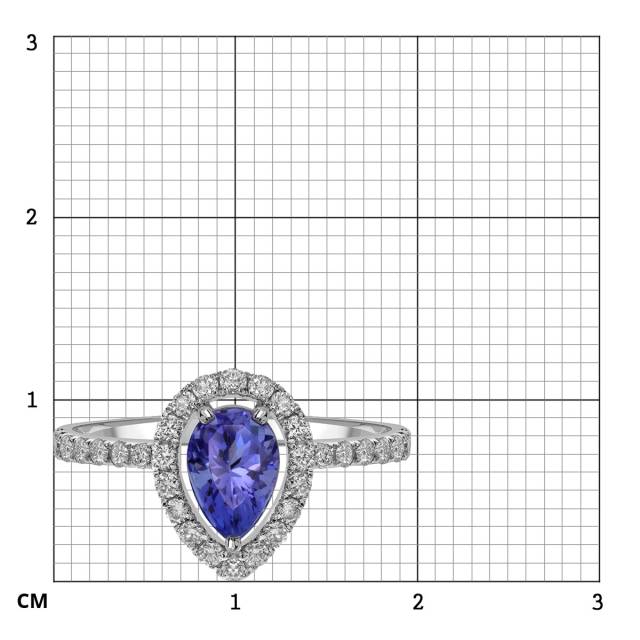Кольцо из белого золота с бриллиантами и танзанитом (061593)
