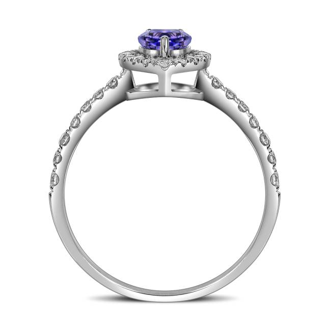 Кольцо из белого золота с бриллиантами и танзанитом (061593)