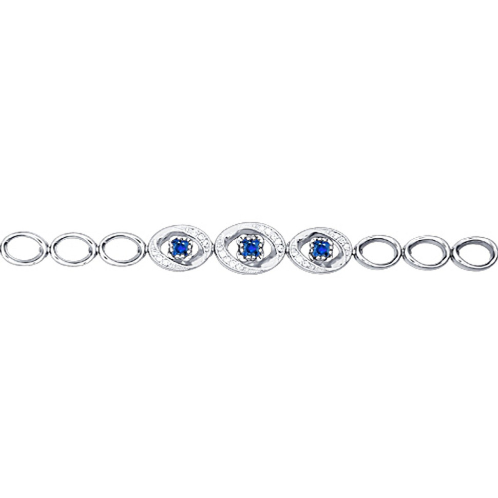 Браслет из белого золота с бриллиантами и сапфирами (025158)