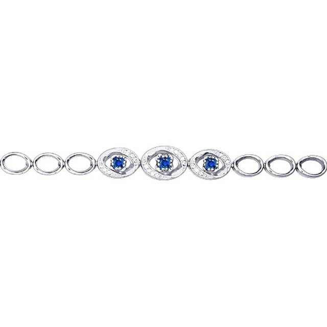 Браслет из белого золота с бриллиантами и сапфирами (025158)