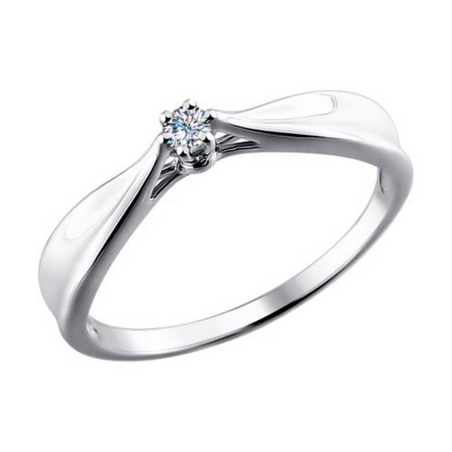 Помолвочное кольцо из белого золота с бриллиантом (029579)