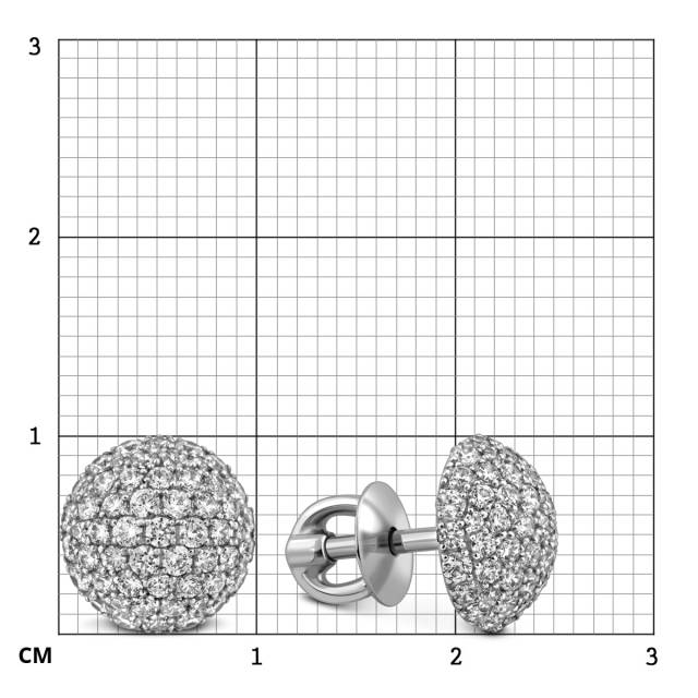 Серьги пусеты из белого золота с фианитами (023062)