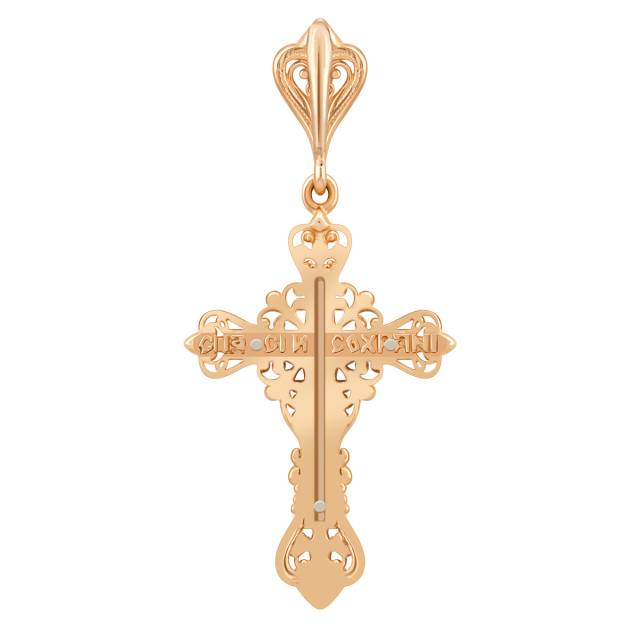Кулон крест из красного золота с эмалью (038554)