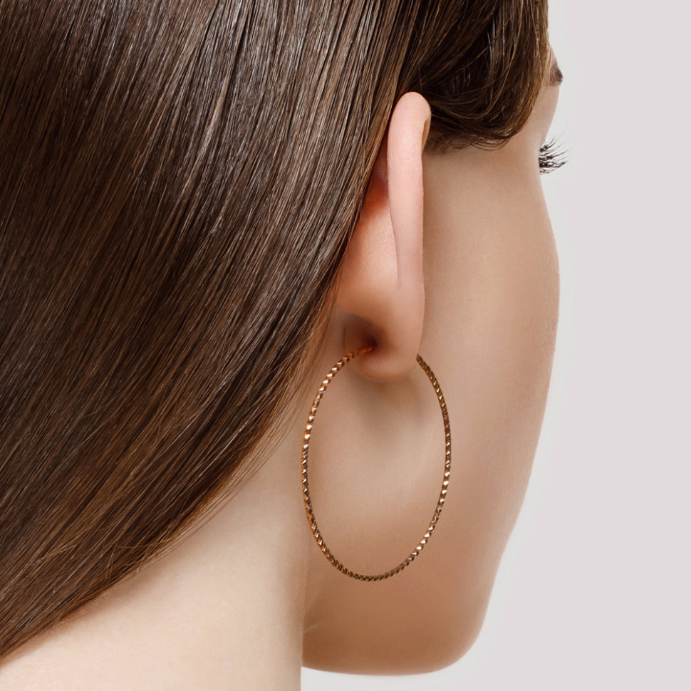 Серьги конго из красного золота (043213)