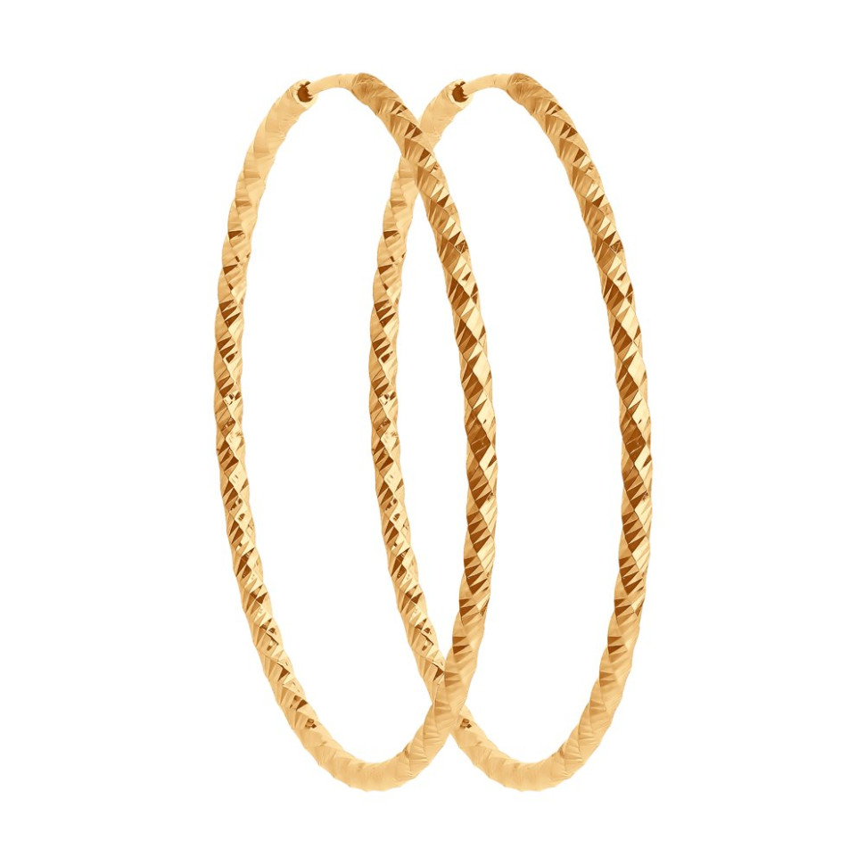 Серьги конго из красного золота (043213)