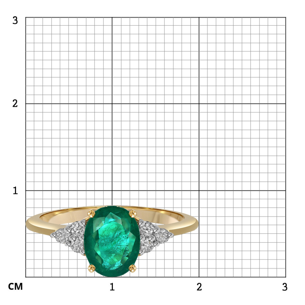 Кольцо из жёлтого золота с бриллиантами и изумрудом (063689)