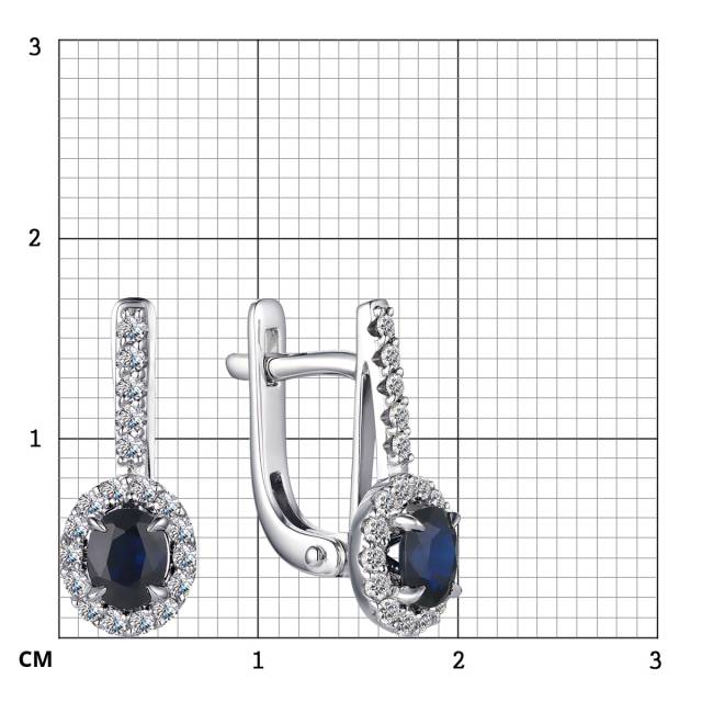 Серьги из белого золота с бриллиантами и сапфирами (042081)