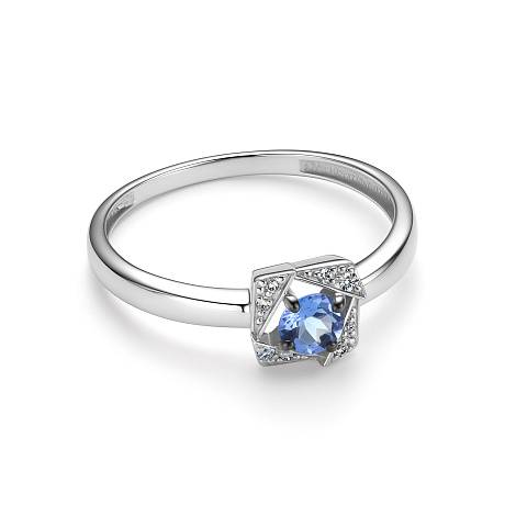Кольцо из белого золота с танзанитом и бриллиантами (061187)