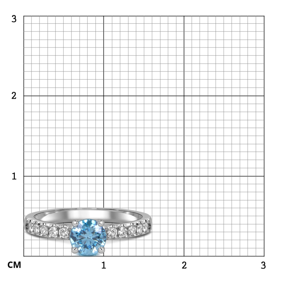 Помолвочное  кольцо из белого золота с голубым бриллиантом (060230)