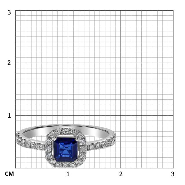 Кольцо из белого золота с бриллиантами и сапфиром (060311)
