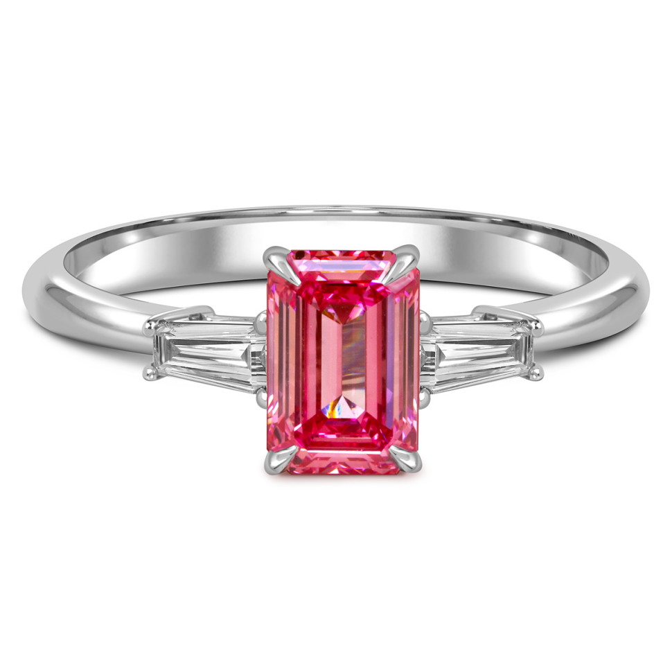 Помолвочное кольцо из белого золота с розовым бриллиантом  (060198)