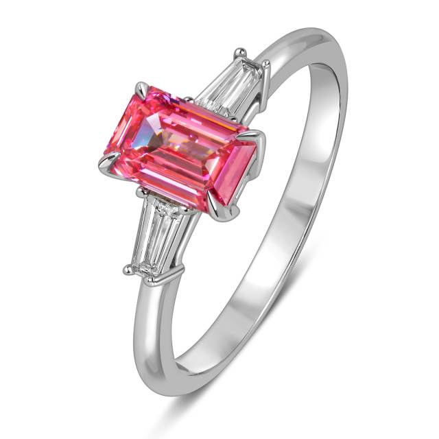 Помолвочное кольцо из белого золота с розовым бриллиантом  (060198)