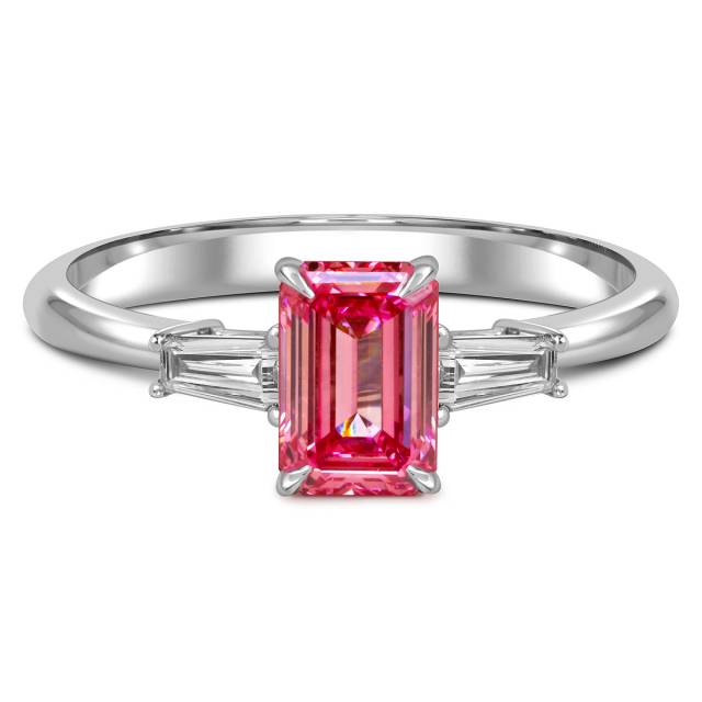 Помолвочное кольцо из белого золота с розовым бриллиантом  (060198)