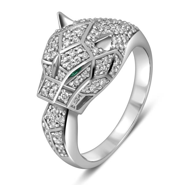 Кольцо из белого золота с бриллиантами и ситаллами (059449)