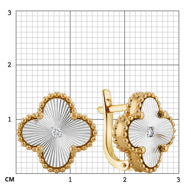 Серьги из жёлтого золота с бриллиантами  (060904)
