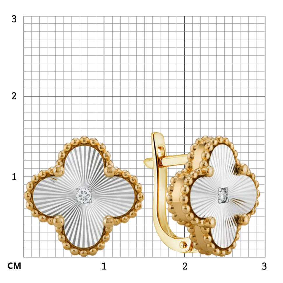 Серьги из жёлтого золота с бриллиантами  (060904)