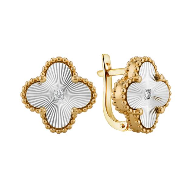 Серьги из жёлтого золота с бриллиантами  (060904)