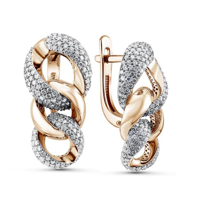 Серьги из красного золота с бриллиантами (050051)