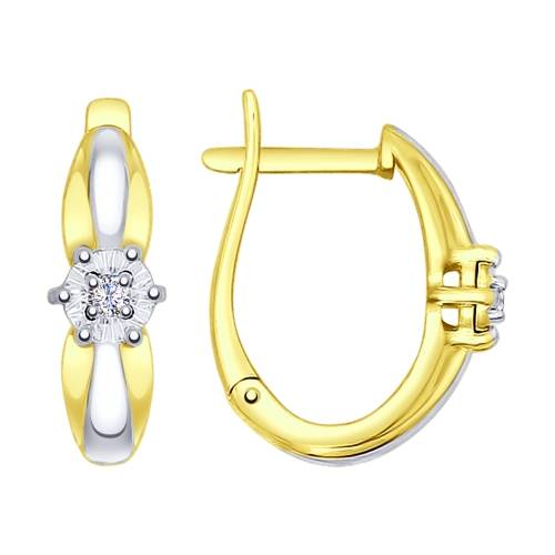 Серьги из комбинированного золота с бриллиантами (040790)