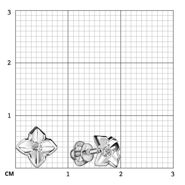 Серьги пусеты из белого золота с бриллиантами (059037)