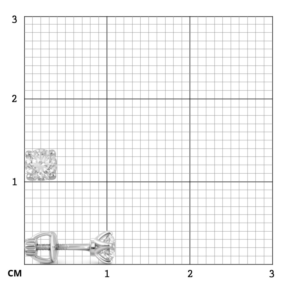 Серьги пусеты из платины с бриллиантами (047061)