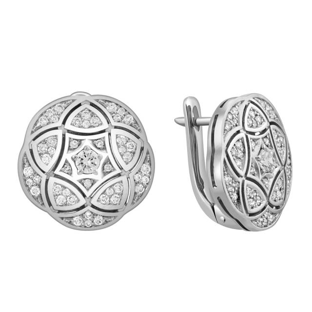 Серьги из белого золота с бриллиантами (037402)