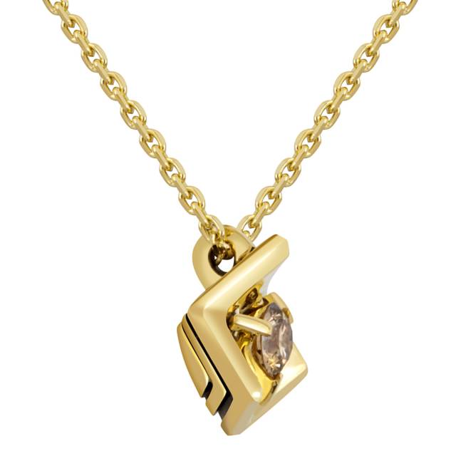 Колье из жёлтого золота с коньячным бриллиантом (048071)