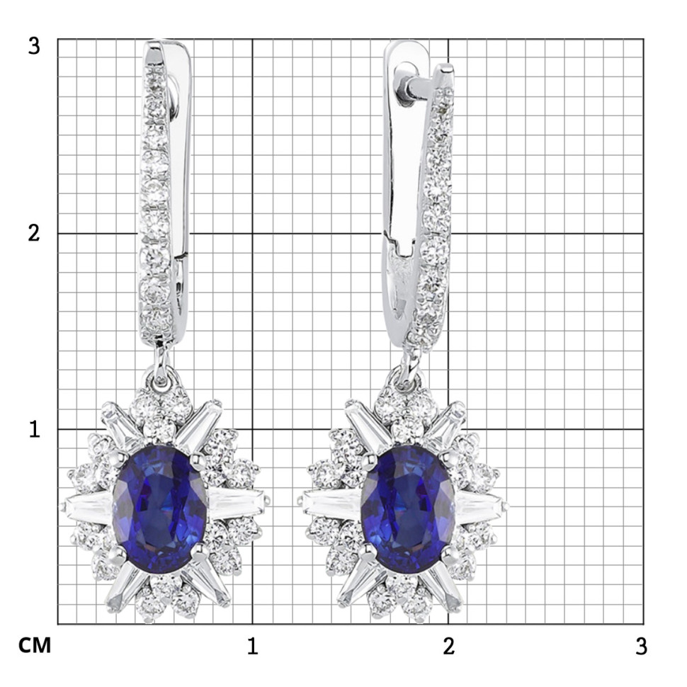 Серьги из белого золота с бриллиантами и сапфирами (050681)