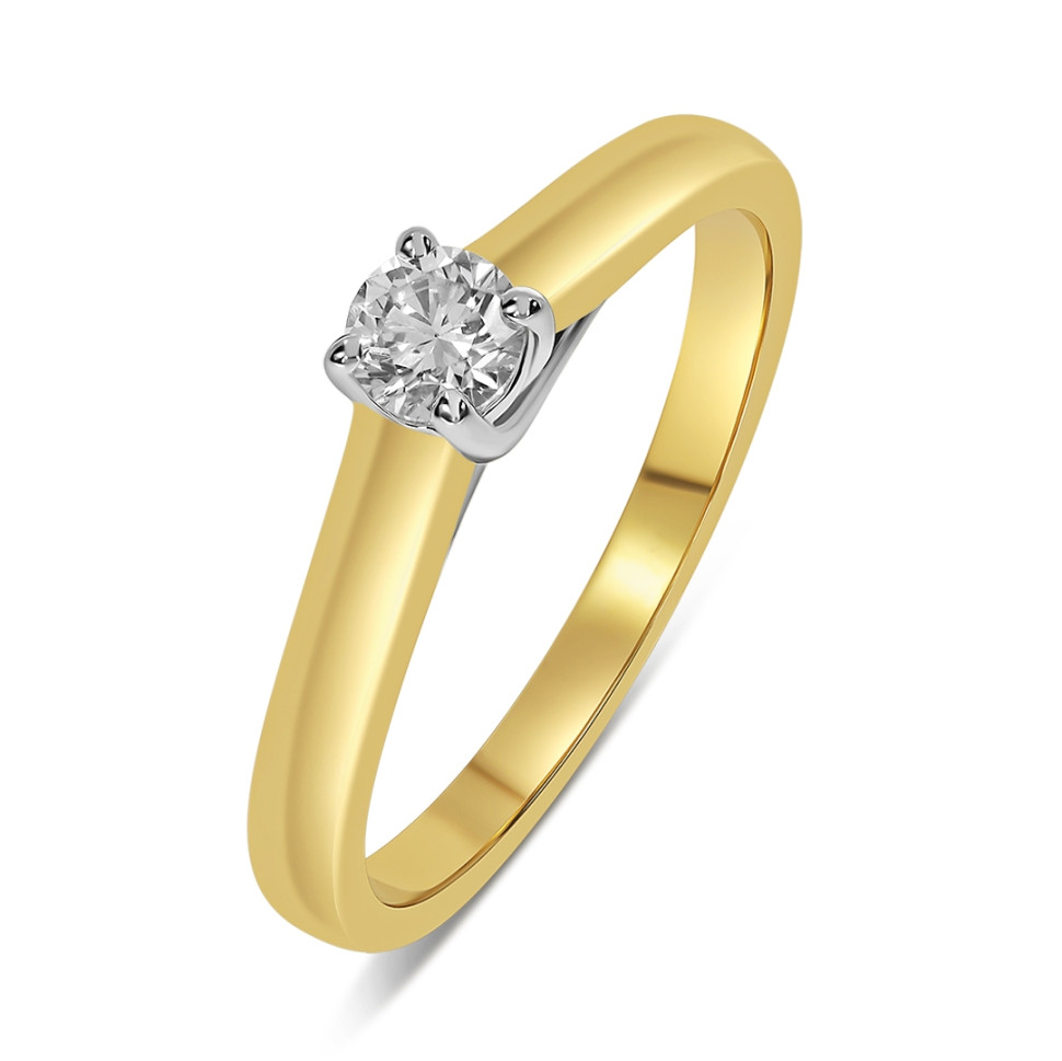 Помолвочное кольцо из комбинированного золота с бриллиантом (060356)