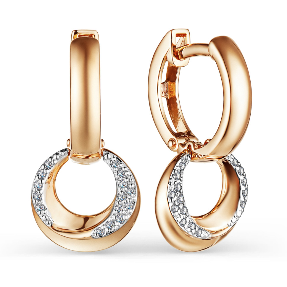 Серьги из красного золота с бриллиантами (048412)