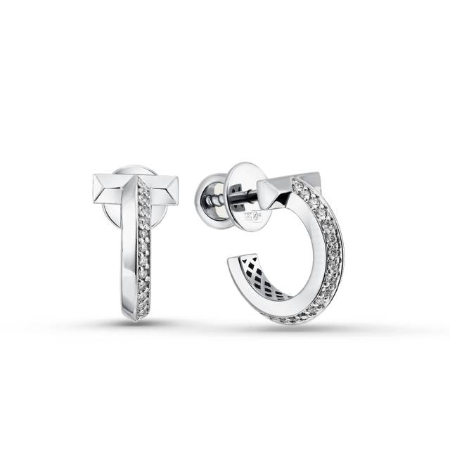 Серьги пусеты из белого золота с бриллиантами (055843)