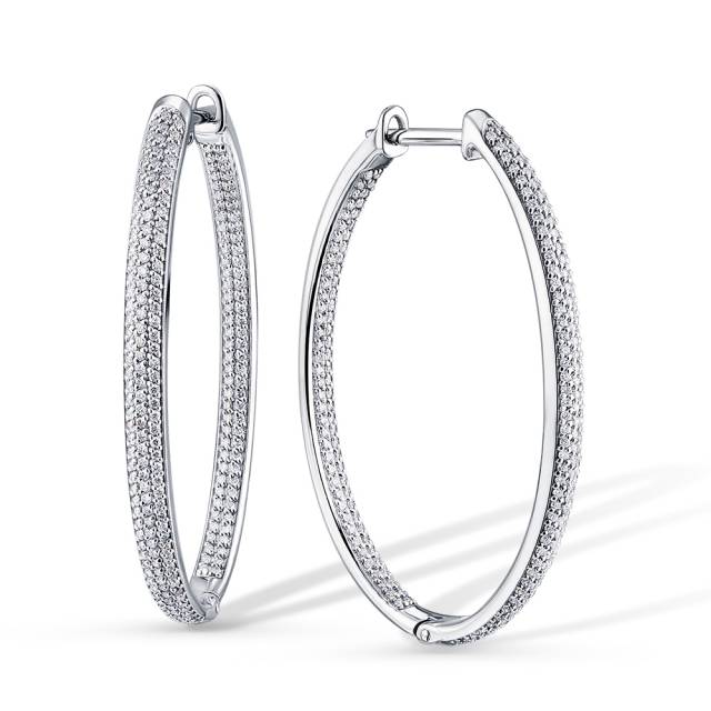 Серьги конго из белого золота с бриллиантами (051115)