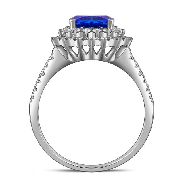 Кольцо из белого золота с бриллиантами и танзанитом (056146)