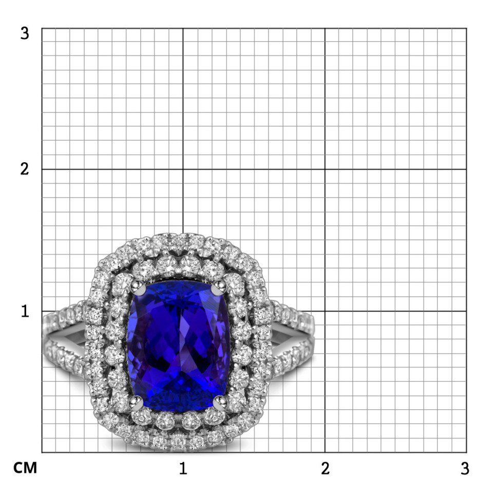 Кольцо из белого золота с бриллиантами и танзанитом (056146)