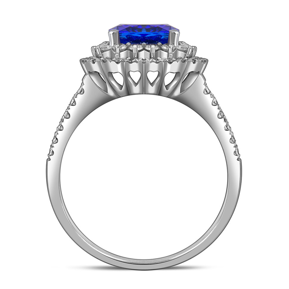 Кольцо из белого золота с бриллиантами и танзанитом (056146)